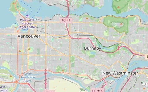 Map of the TCF Canada test centres in Vancouver